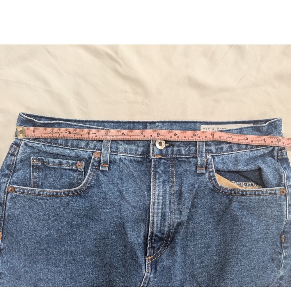 $185 RAG & BONE Denim Midi Skirt Vtg Bloo Raw Hem Front Slit 29 Premium Designer - Picture 4 of 6